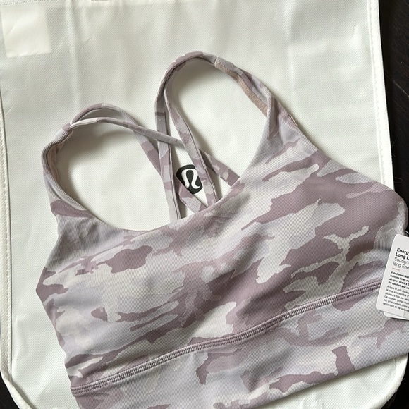 lululemon ENERGY BRA LONG LINE *RIBBED INCOGNITO JAGGED INVISI VIOLET CAMO 6 NWT - Picture 2 of 8